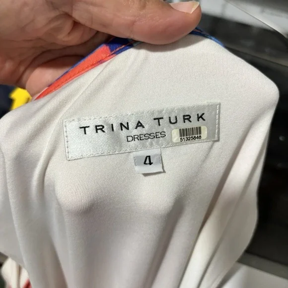 Trina Turk maxi Wrap Dress Floral Sleeveless Size 4 White Pink Orange Lined - Picture 4 of 14